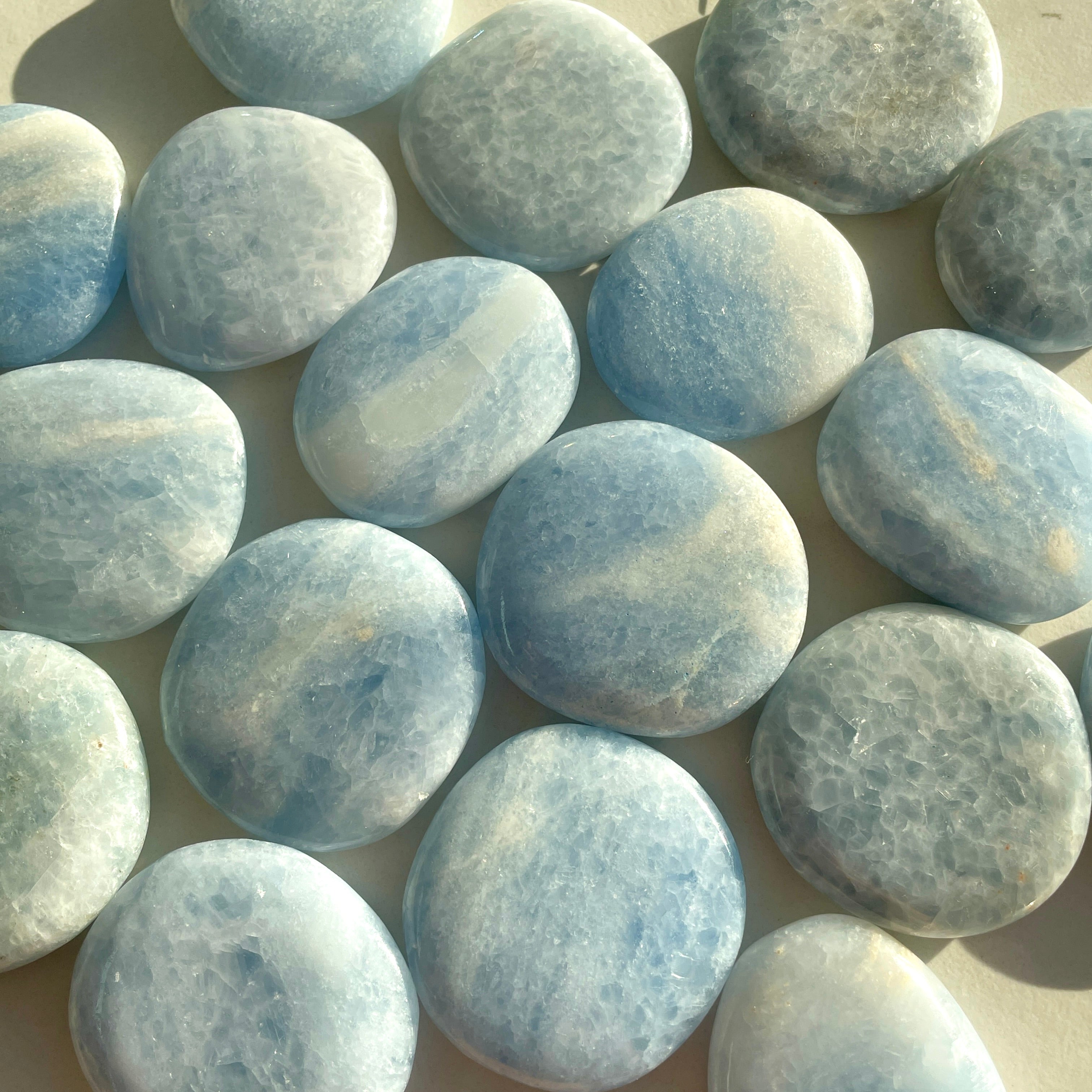 Pocket Palm Stone - Blue Calcite Pocket Palm Stone - Blue Calcite